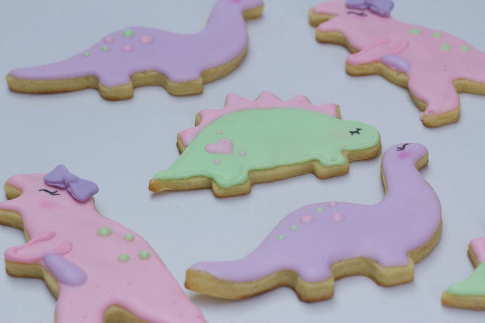Make dinosaur cookies from store bought cookie mix