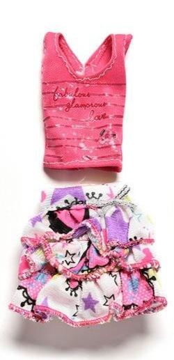 Fashion Doll Clothes - Ruffled Skirt and Top Toys My Moppet Shop Pink/White 