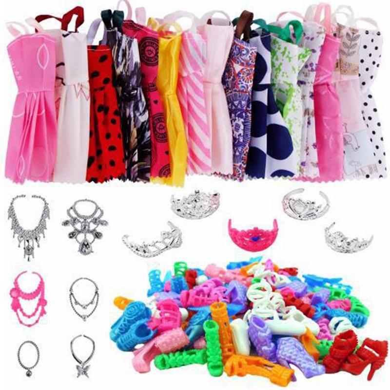 35-piece set of barbie clothes, shoes and accessories