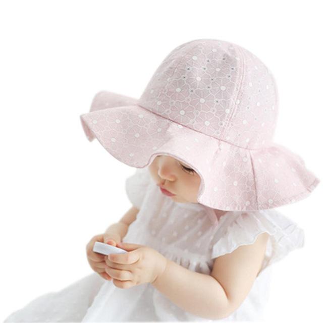 Chic Baby Sun Hat in White and Pink Accessories My Moppet Shop Pink United States 