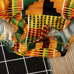 Baby Girls African Kente Cloth Off Shoulder Romper Jumpsuit Clothes My Moppet Shop 