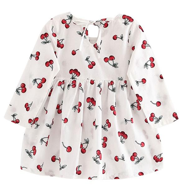 Girls Cheery Cherries Long Sleeve Dress (3T-7) Clothing MJJ Source 126999 1 3T 