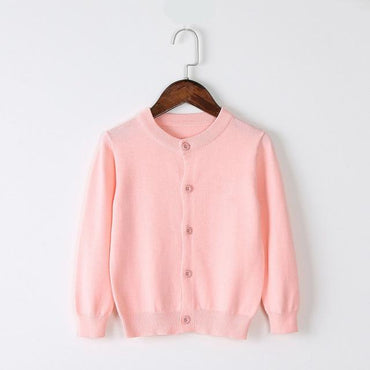 Girls Cardigan Sweater School Uniform - Warm Pink Clothing My Moppet Shop Pale pinkish gray 4T United States